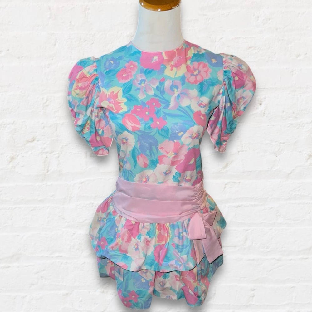 Vintage 80’s Floral Ruffle Dress